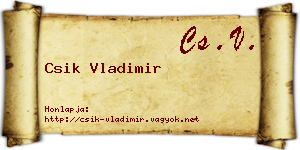 Csik Vladimir névjegykártya